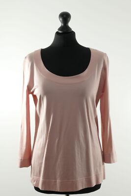 AKRIS punto Damen Pulli Pullover 42 rosa leicht Rundhals ¾ Ärmel + Baumwolle
