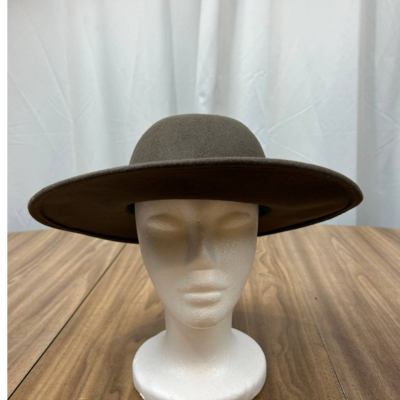 Cowboy Hat Round Top Wide Brim Hat Dark Brown Front Up Brim Felt
