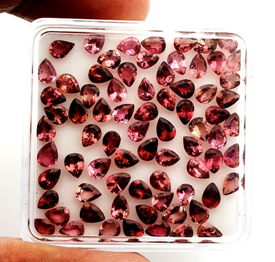 10 CT Natural Pink Tourmaline Pear Cut Loose Gemstone Lot 63 Pcs 3*4 MM