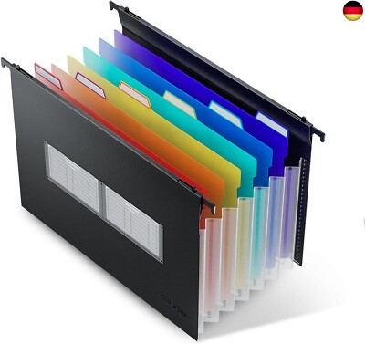 A4 Plastik Hängeregister Mappen mit Erweiterbaren Taschen, 7 Innovative 3cm Akko