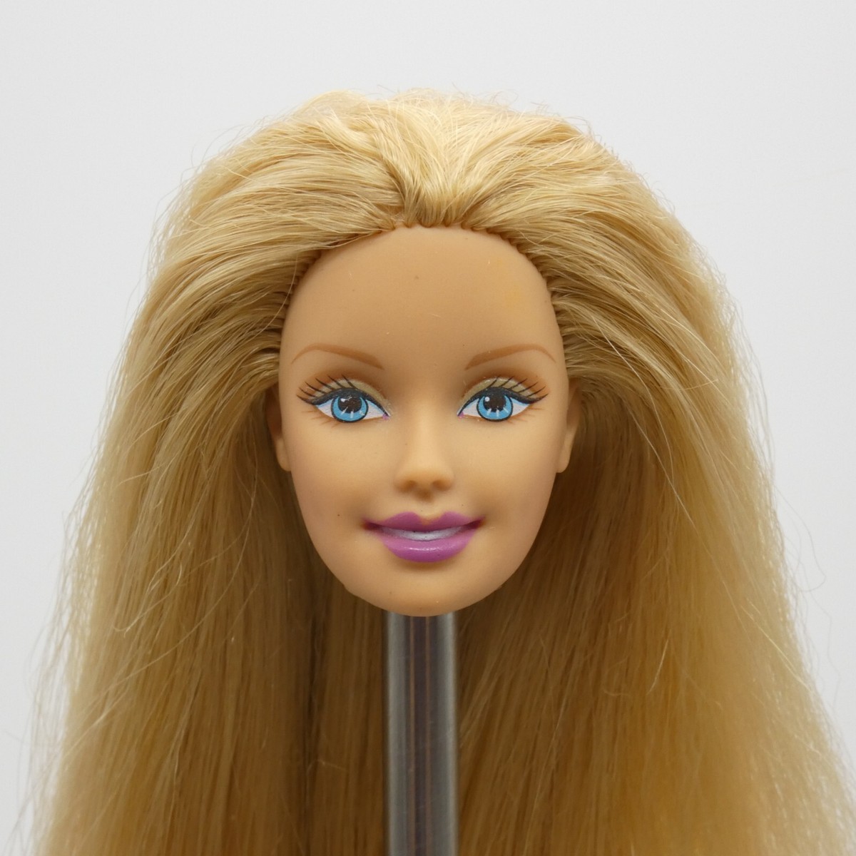 Barbie Style Doll Head Generation Girl Face Blonde Crimped Hair