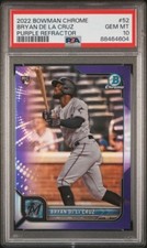 2022 Bowman Chrome Bryan De La Cruz Purple Refractor RC 151/250 PSA 10
