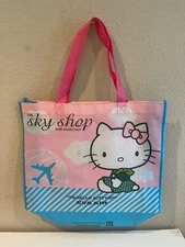 EVA AIR TAIWAN SKY SHOP HELLO KITTY LARGE REUSABLE SHOPPING GROCERY BAG MERCH