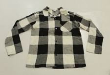 Old Navy Unisex Kid's Buffalo Plaid Pajama Top LV5 Black/White Large 10-12 NWT