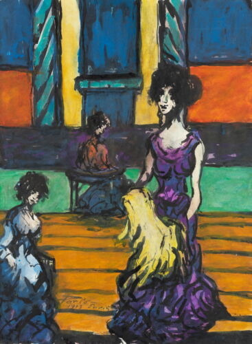 P. PARLO (1890-1967), Dame im violetten Kleid,  1913, Aquarell Jugendstil - Bild 1 von 5