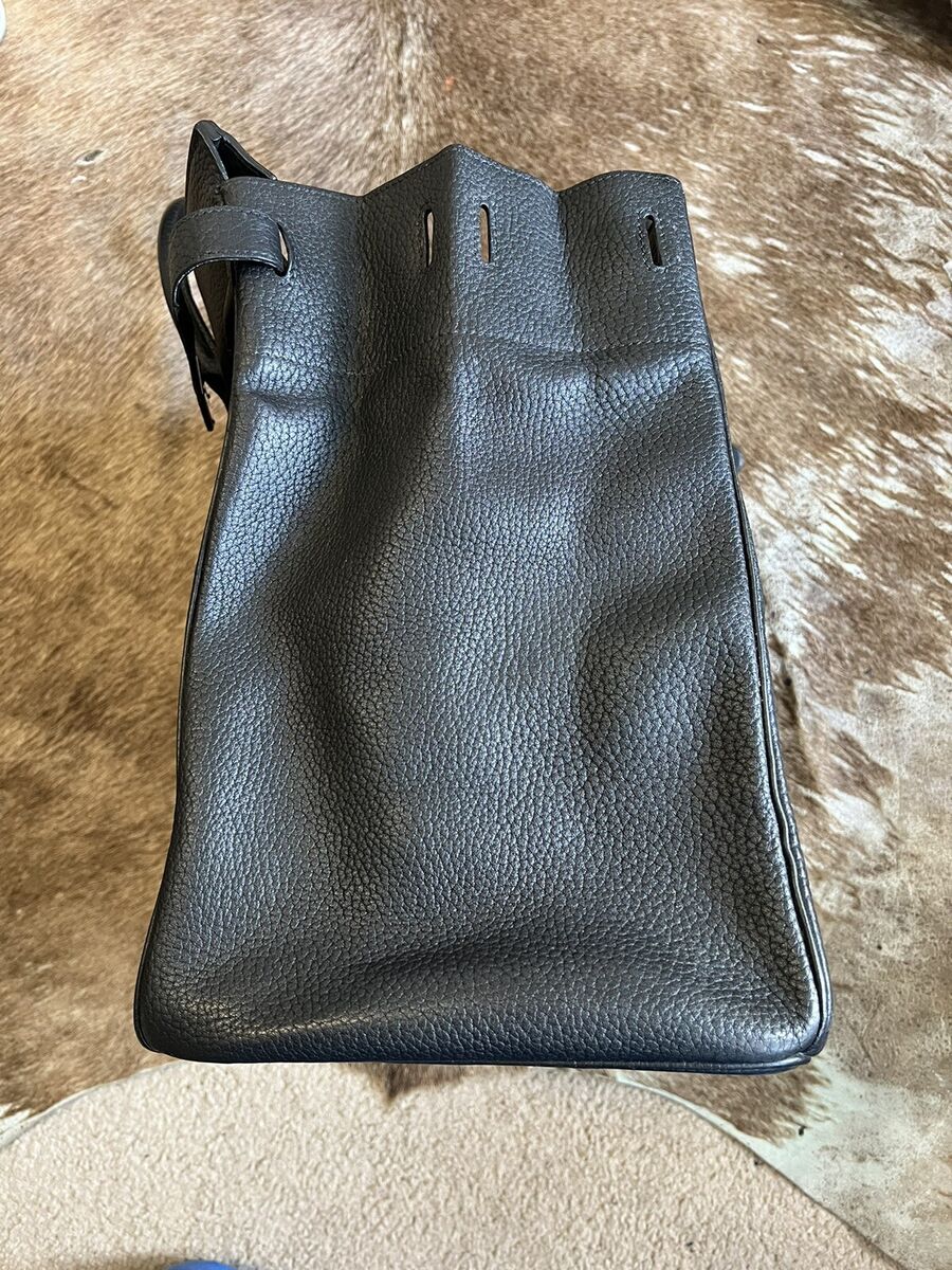Hermes HAC Haut a Courroies Birkin Bag 40CM Taurillon Clemence Leather  Palladium Hardware, CK89 Noir