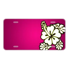 Custom Personalized License Plate Auto Car Tag Design With White Flower Add Text