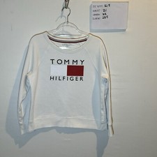 Tommy Hilfiger Womens Size Large Sweatshirt White Big Flag Spell Out Logo