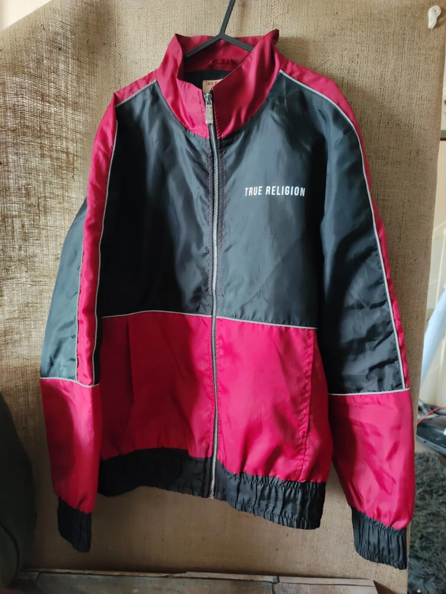 True Religion Bomber Jacket Size M Men s Black Red eBay