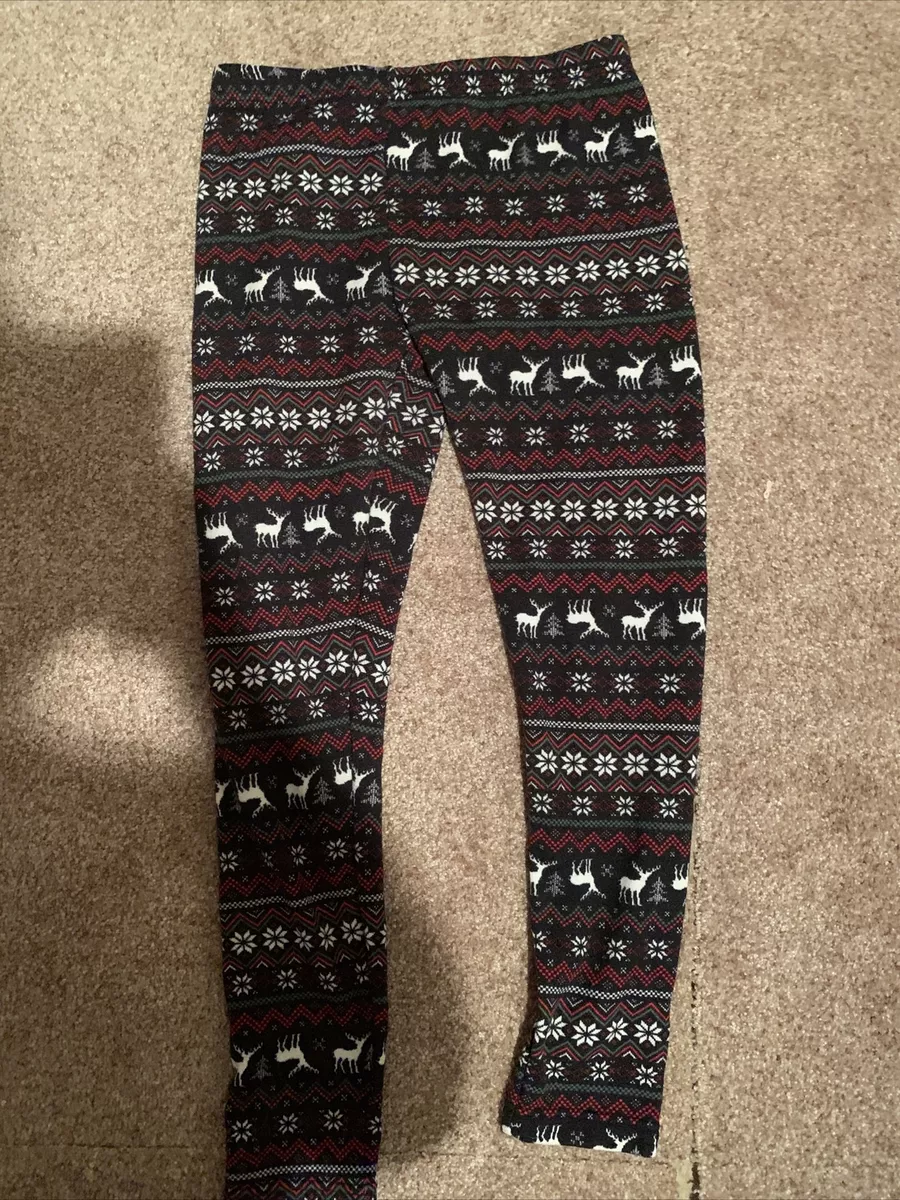 Reindeer & Snowflake Holiday Leggings. No Boundaries Juniors Size