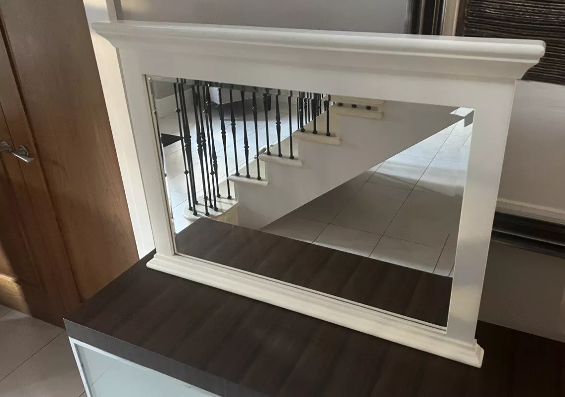 Stunning French Provincial-Style White Framed Rectangular Mirror