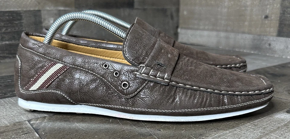 BRIXTON Men’s Brown Leather Driving Casual Moccasins Slip On Loafers Size 10 - Image 4 of 4