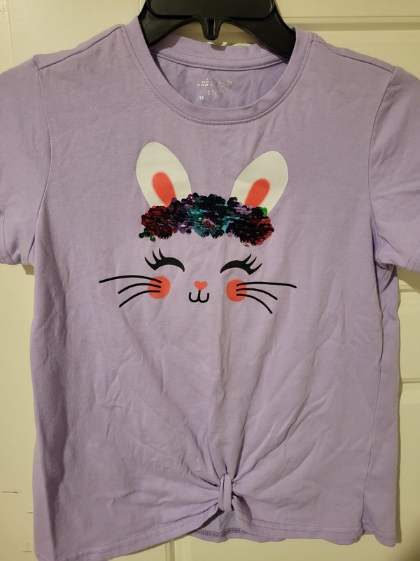 BCG Sequin Bunny Short Sleeve Shirt Size L (12-14)