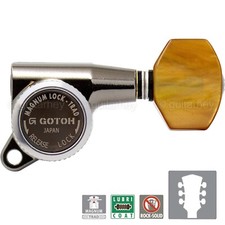 NEW Gotoh SG381-P8 MGT Locking Tuners L3 R3 SMALL AMBER Buttons 3x3 COSMO BLACK