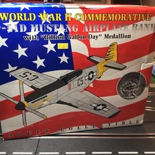 Spec Cast P-51 D Mustang Plane Bank with Commemorative Medallion.