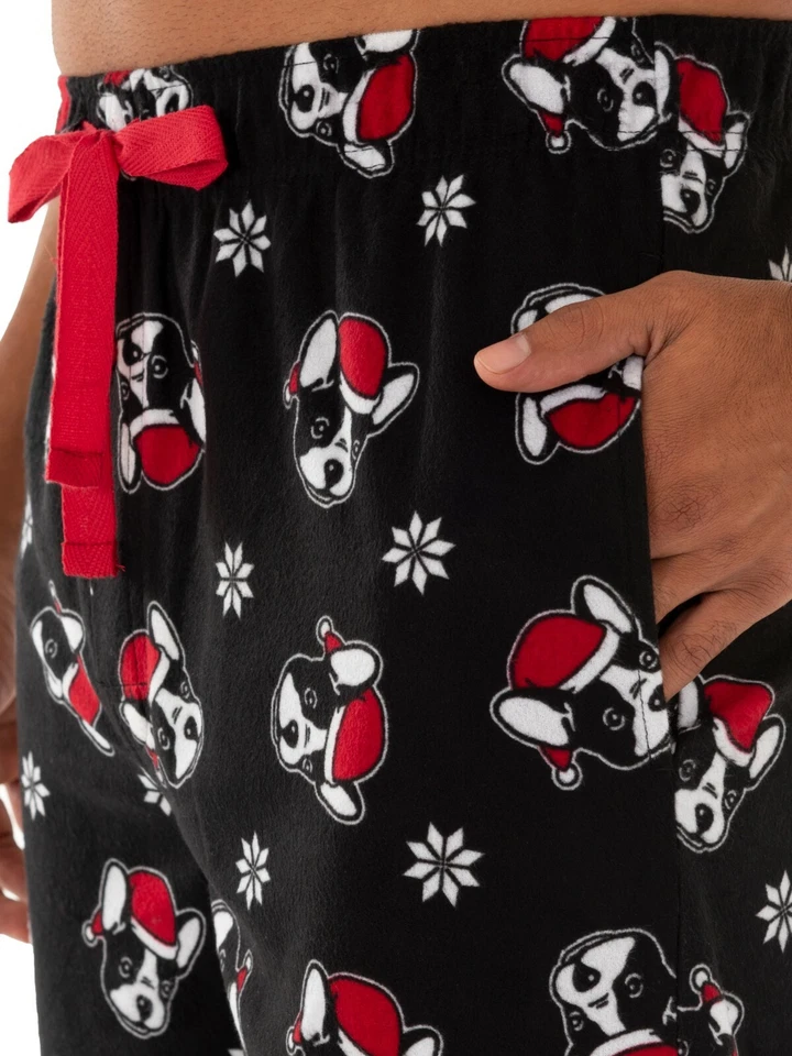 Fruit of the Loom 波士顿梗圣诞节超细摇粒绒睡眠睡衣裤 2XL-5XL — 第 2/4 张图片