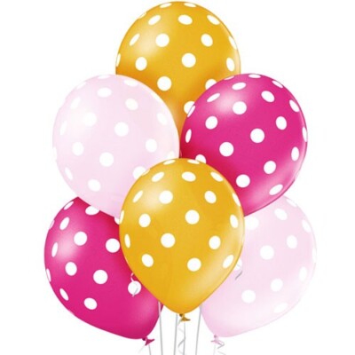 Rosa und Gold Tupfen 12 Zoll Latexballons Geburtstag Party Ballons (Packung 6)