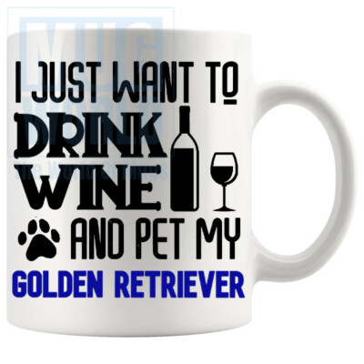 I Just Want To Pet My Golden Retriever Mug In Blue Handmade Gifts For Birthda...