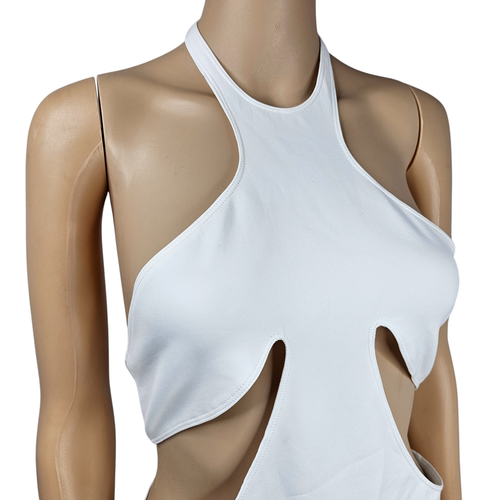Mugler Womens White Cutout One Piece Swimsuit Size 38 - Picture 3 of 9