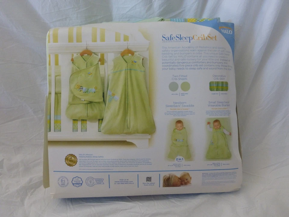 5 pc Halo Safe Sleep Sage Dragonfly Print Baby Crib Bedding Set NIP - Image 2 of 4