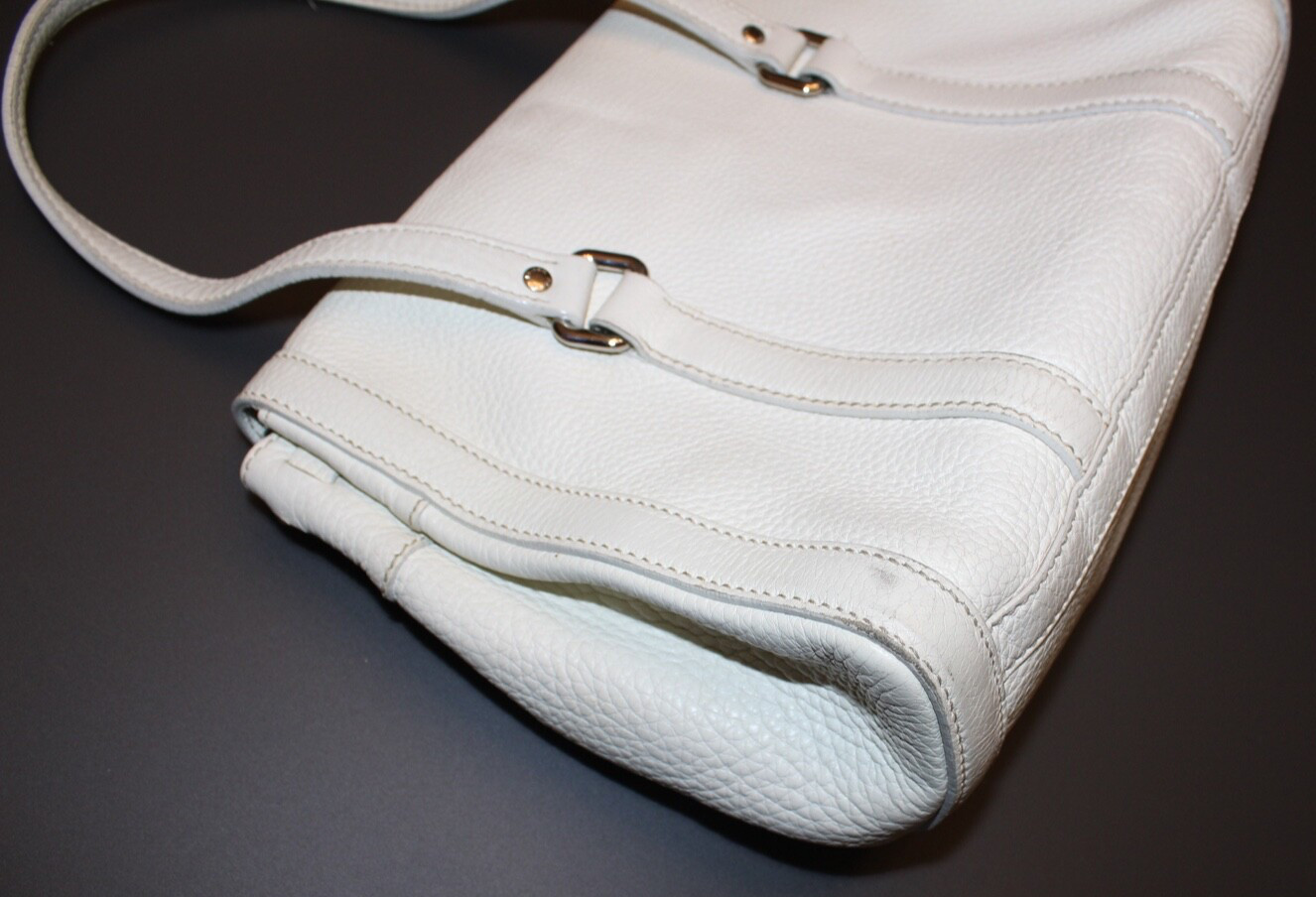 Authentic Prada White Leather Small Shoulder Hand… - image 10