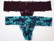 2 NEW Victoria's Secret VINTAGE 2015 PINK Logo Lace Thong Panties Lot XS X-SMALL