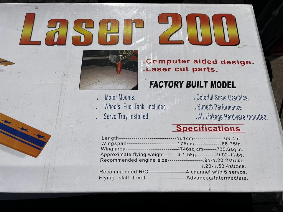 Avión Seagull Models Laser 200 RARO NITB 63 pulgadas ARF RC Foto 2 de 4