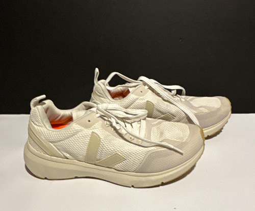 VEJA Men's White/Beige Low Top Lace-Up Athletic Sneaker Shoes, Lace Up size 10