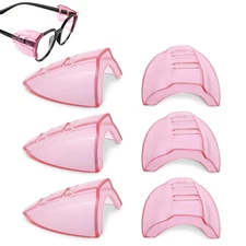 3-Pack Safety Glasses Side Shields - Transparent Pink Side Shields for Glasses,