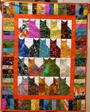 Handmade Colorful Orange Trimmed Kitty Cat Quilt Throw CAT RESCUE
