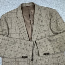 Tommy Hilfiger Wool Blend Windowpane Blazer Mens 44L Double Vent Suit Jacket