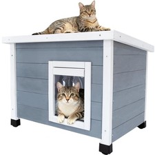 Agitree Outdoor Wooden Pet House, Weatherproof Winter Shelter Uy And Small