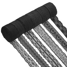TTQiAnJ 6 Rollen Vintage Spitzenborten, schwarz 4cm/4,5cm/2,8cm/2,2cm, schwarz