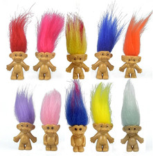 10PCS Mini Troll Dolls, Assorted Hair Colors Vintage Troll Dolls Action Figures