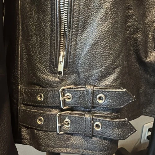 3XL Men’s Black Biker Jacket, Protective Pads, HWK MotorSports image 3