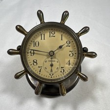 Rare vintage Chelsea Ship's Wheel Brass & Bronze Desk Clock USA