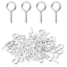 200 Pcs Metal Screw Eye Pins Hooks 0.55inch/7X14mm Heavy Silver Plated 7X14mm