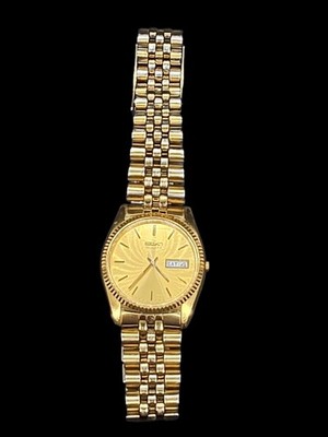 Vintage Seiko Presidential Day Date Quartz Watch 7N43-8111 Gold