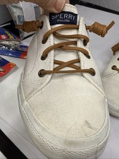 Sperry Women's Pier Wave White Canvas Sneakers 7.5 size