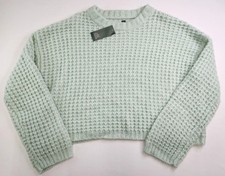 Wild Fable Womens Mint Green Long Sleeve Knit Crew Neck 21" Crop Sweater Size L