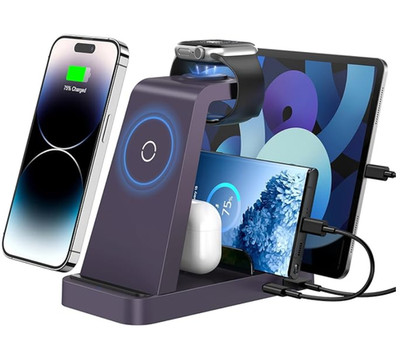 Wireless Charger for iPhone - 5 in 1 Charging Station for Multiple Devices Ap...