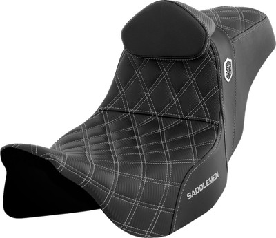SADDLEMEN Pro Series SDC Performance Seat - w/ Backrest - Silver Stitch -
