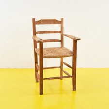 seggiolone rustico primi 900 in legno con seduta impagliata