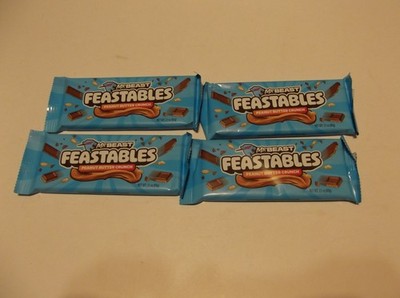 4x Mr Beast Feastables MILK CHOCOLATE Peanut Butter Crunch 2.1 oz Candy Bars