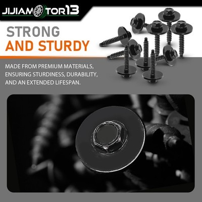 10-Pack Fender Liner Torx Bolts For 2008-2021 GM Vehicles – OEM Part #11570637 – Black Pan Head Screws