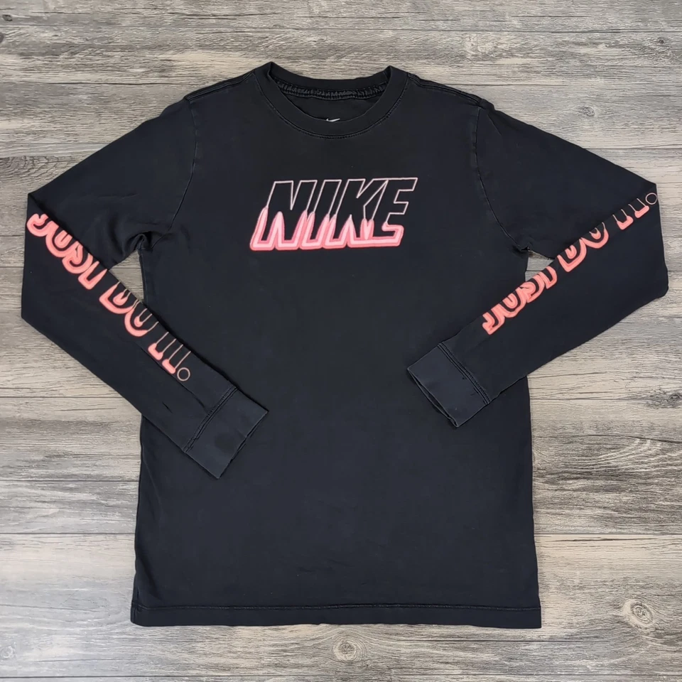Nike Pink Flame Just Do It Logo Long Sleeve Youth Girls XL CZ1850-010 Black  - Image 3 of 4