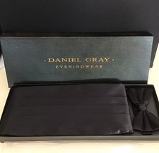 Daniel Gray Silk Formal Accessory Tuxedo Cummerbund Belt Black BowTie Adjustable