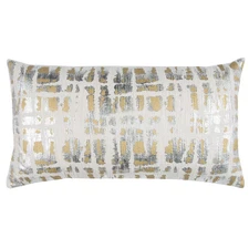 14"X26" Oversized Geometric Poly Filled Lumbar Throw Pillow Silver/Gold -