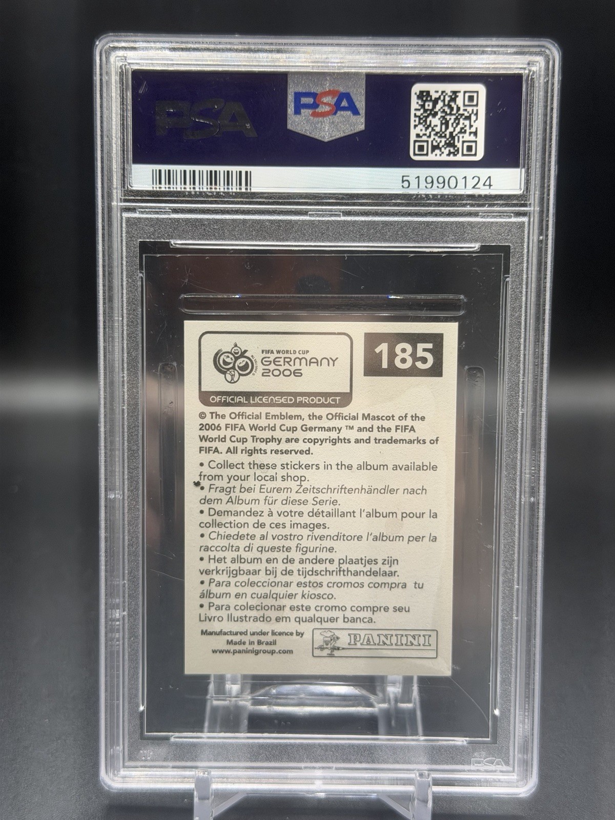 2006 Panini World Cup Germany Sticker Lionel Messi #185 PSA 7 NRMT view 2