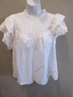 A New Day Women's Top Size Medium Eyelet Accent 100% Cotton Blouse